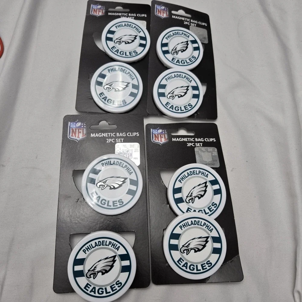 Set Of 8 Philadelphia Eagles Magnetic Bag Chip Clips NFL Go Birds Iggles Green